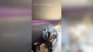 監控偷拍 巨乳前台收銀李雅下午和老闆在櫃臺啪啪性愛